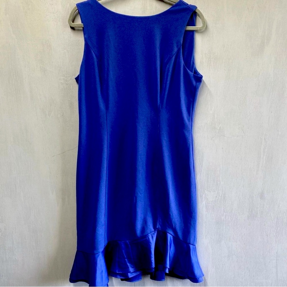 White House Black Market Blue Satin Hem Dress